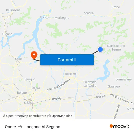 Onore to Longone Al Segrino map