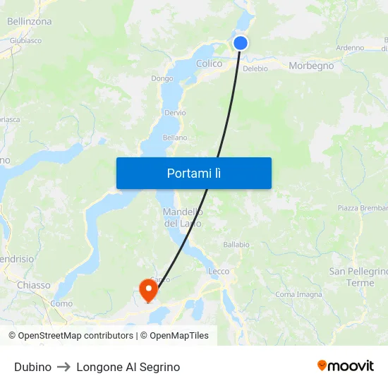 Dubino to Longone Al Segrino map