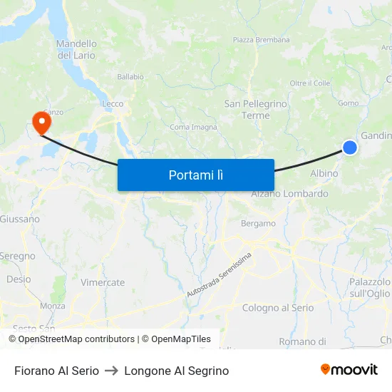 Fiorano Al Serio to Longone Al Segrino map