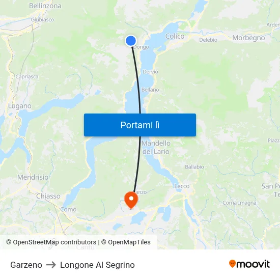 Garzeno to Longone Al Segrino map