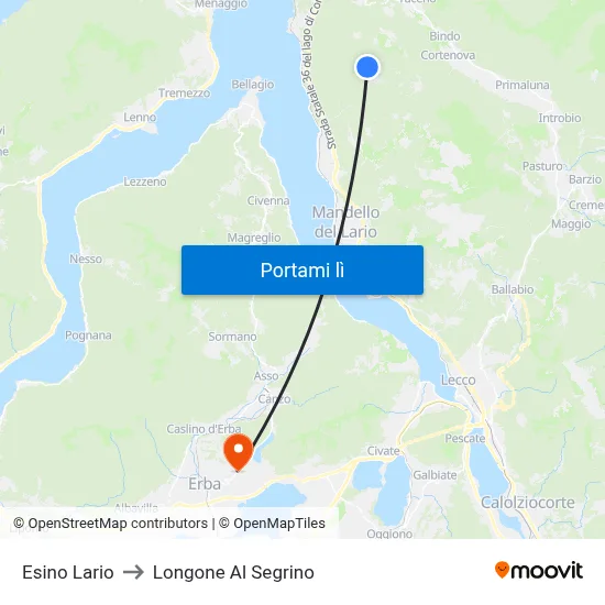 Esino Lario to Longone Al Segrino map