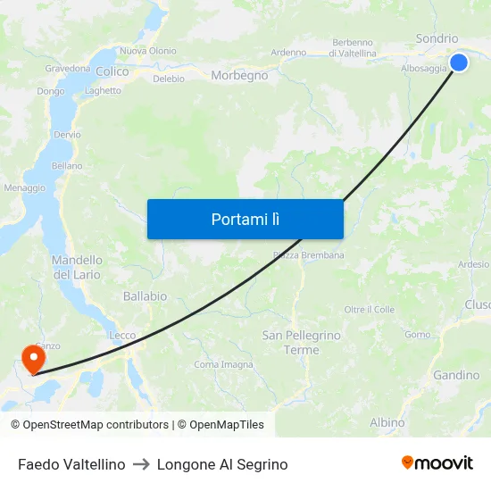 Faedo Valtellino to Longone Al Segrino map