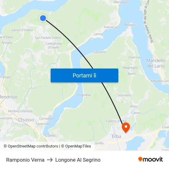Ramponio Verna to Longone Al Segrino map