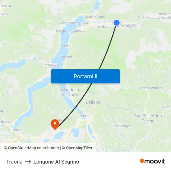 Traona to Longone Al Segrino map