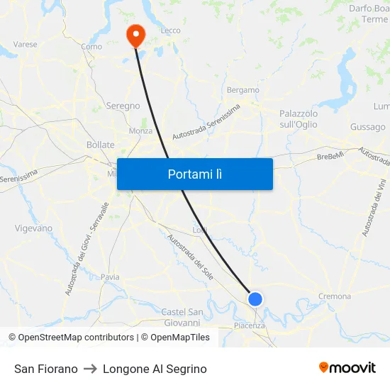 San Fiorano to Longone Al Segrino map
