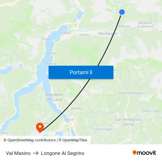 Val Masino to Longone Al Segrino map