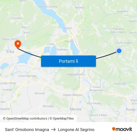Sant' Omobono Imagna to Longone Al Segrino map