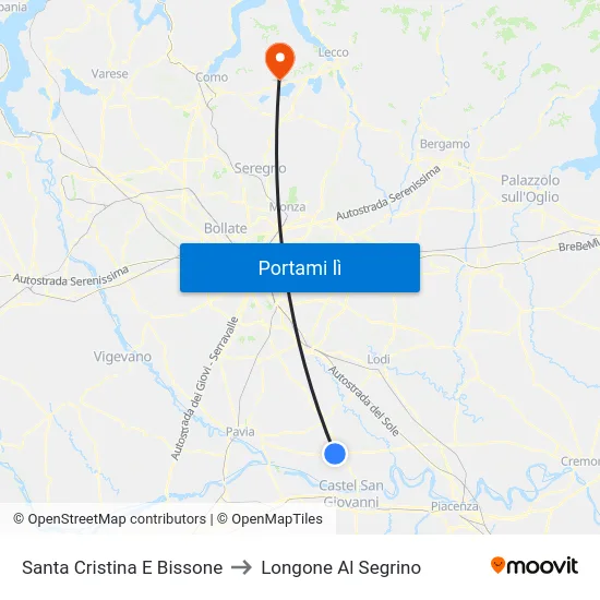 Santa Cristina E Bissone to Longone Al Segrino map