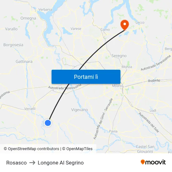 Rosasco to Longone Al Segrino map