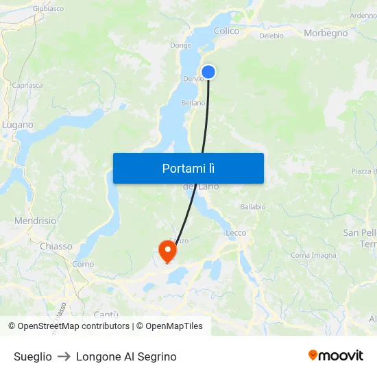 Sueglio to Longone Al Segrino map