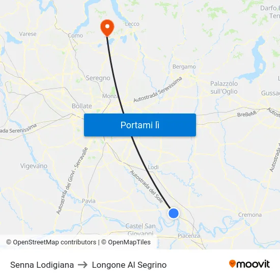 Senna Lodigiana to Longone Al Segrino map
