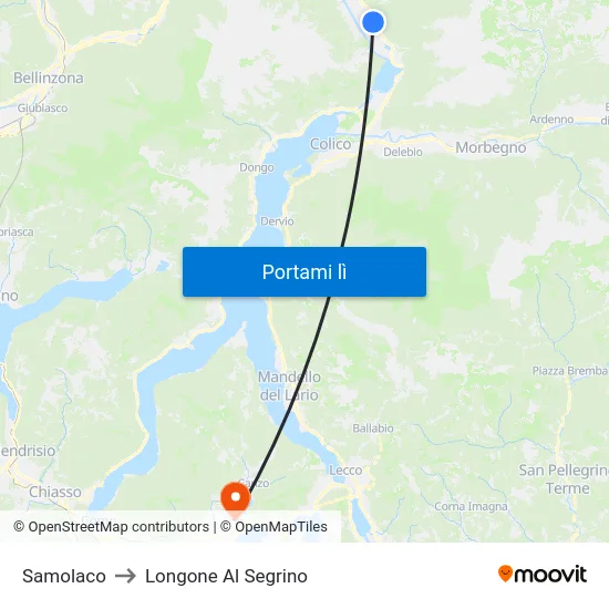 Samolaco to Longone Al Segrino map