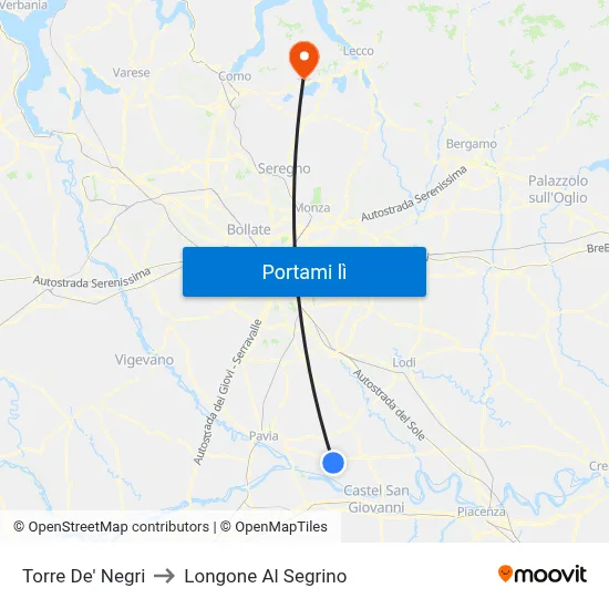 Torre De' Negri to Longone Al Segrino map