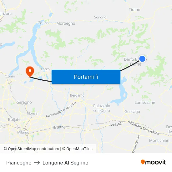 Piancogno to Longone Al Segrino map