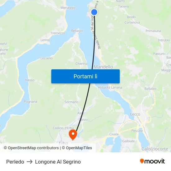 Perledo to Longone Al Segrino map