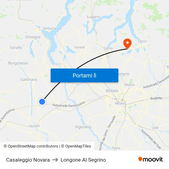Casaleggio Novara to Longone Al Segrino map