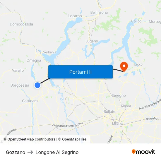 Gozzano to Longone Al Segrino map
