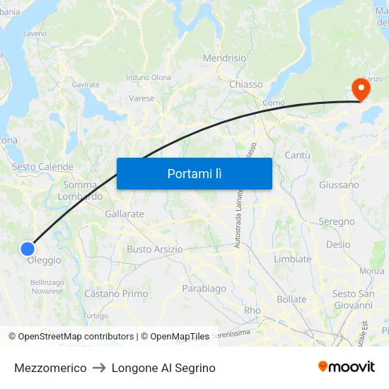 Mezzomerico to Longone Al Segrino map