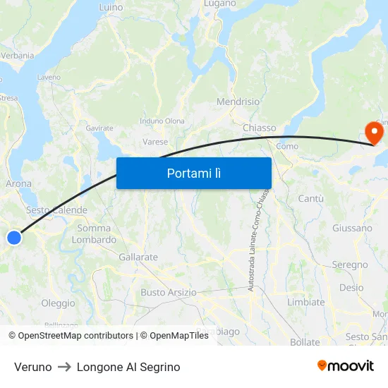 Veruno to Longone Al Segrino map