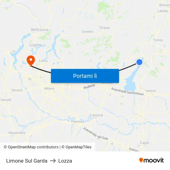 Limone Sul Garda to Lozza map