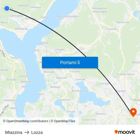 Miazzina to Lozza map