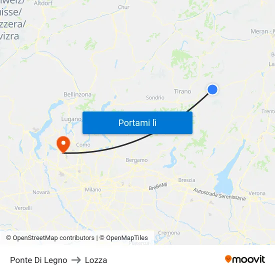 Ponte Di Legno to Lozza map