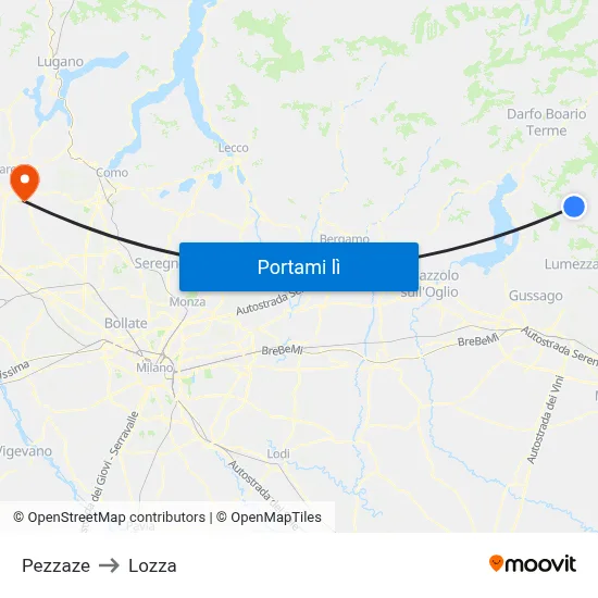 Pezzaze to Lozza map