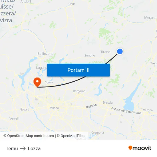 Temù to Lozza map