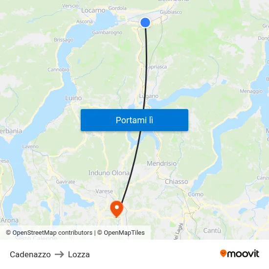 Cadenazzo to Lozza map