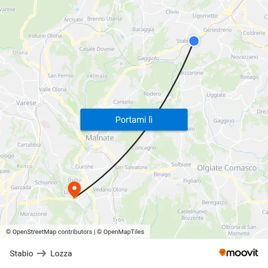 Stabio to Lozza map