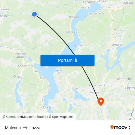 Malesco to Lozza map