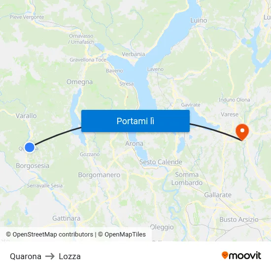 Quarona to Lozza map