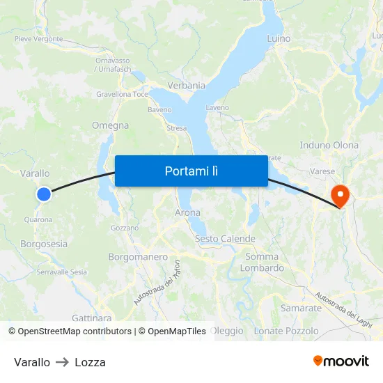 Varallo to Lozza map