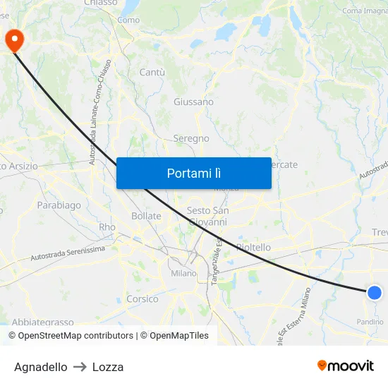 Agnadello to Lozza map