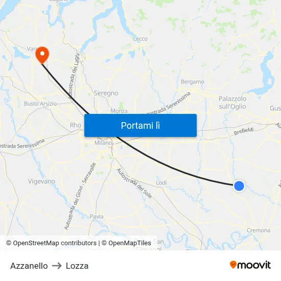 Azzanello to Lozza map