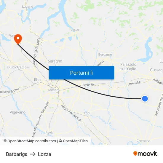 Barbariga to Lozza map