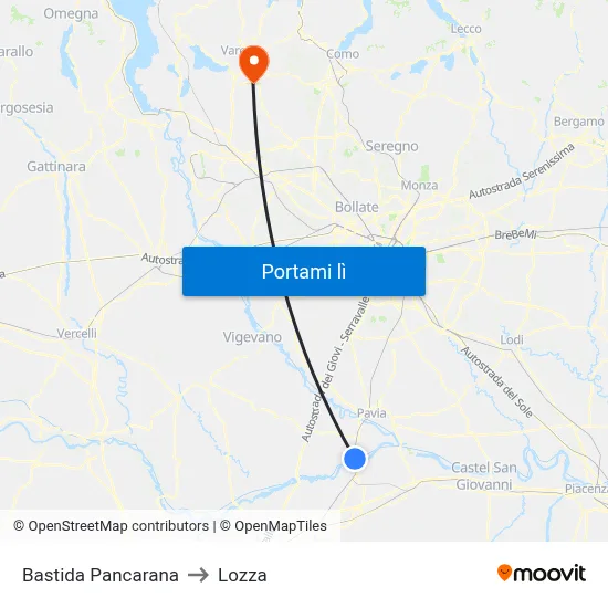 Bastida Pancarana to Lozza map