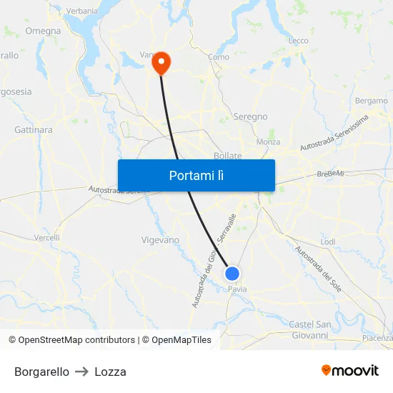 Borgarello to Lozza map