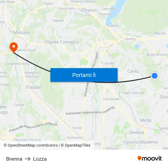 Brenna to Lozza map