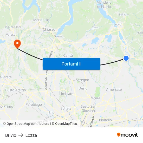 Brivio to Lozza map