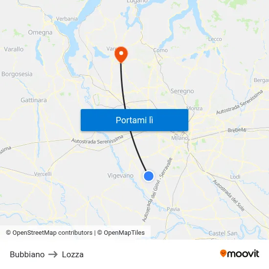 Bubbiano to Lozza map