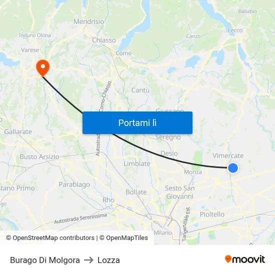 Burago Di Molgora to Lozza map