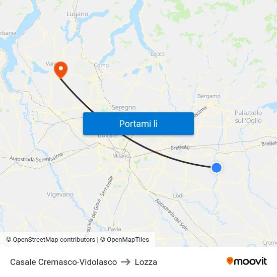 Casale Cremasco-Vidolasco to Lozza map