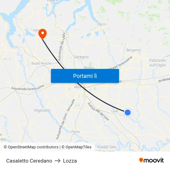 Casaletto Ceredano to Lozza map