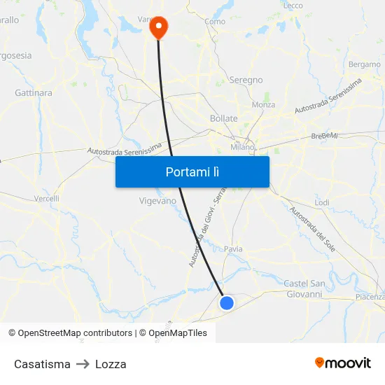 Casatisma to Lozza map