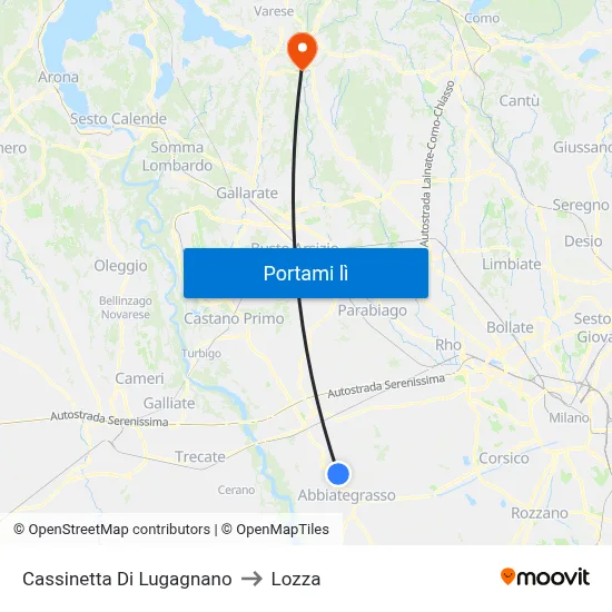 Cassinetta Di Lugagnano to Lozza map