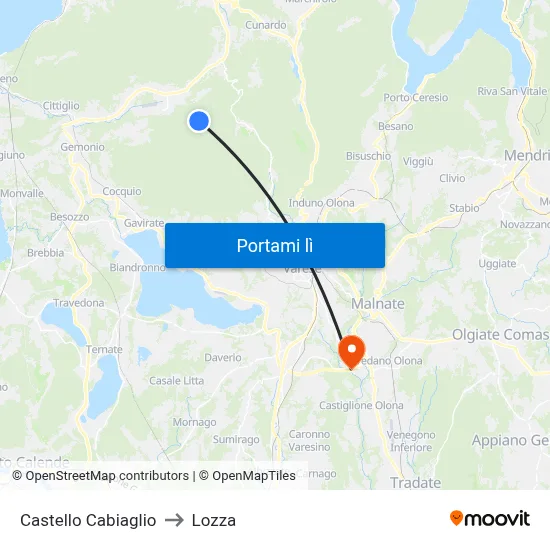 Castello Cabiaglio to Lozza map