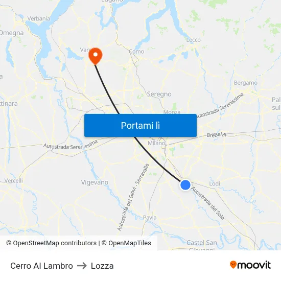 Cerro Al Lambro to Lozza map