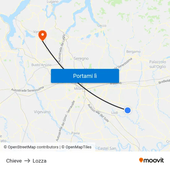 Chieve to Lozza map