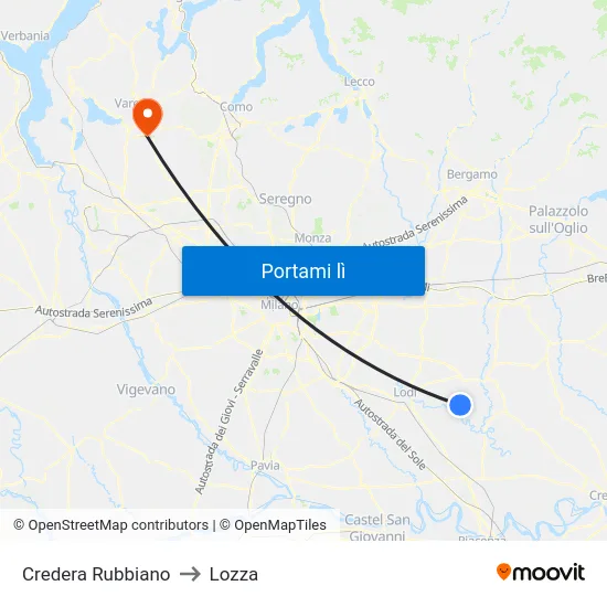 Credera Rubbiano to Lozza map